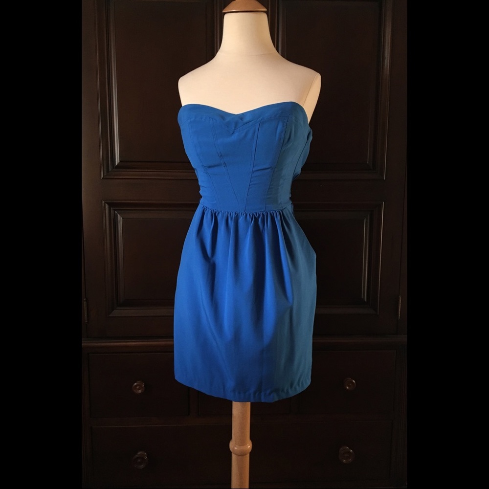 Cobalt strapless dress